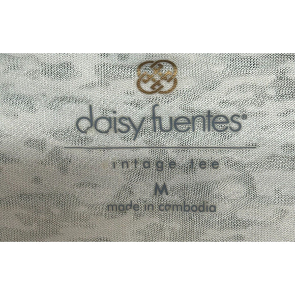 Daisy Fuentes Top Womens Medium Blue Burnout Cap Sleeve Intage Tee Blouse NWT - Picture 5 of 9